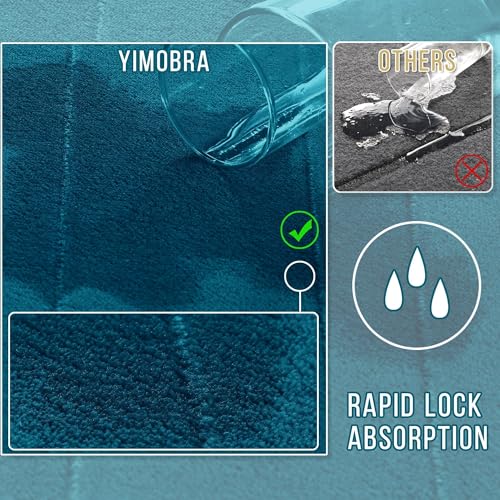 Yimobra Memory Foam Bath Mat, Super Soft Absorbent Bathroom Rug Non Slip, Quick Dry, Machine Washable Floor Carpet for Tub Shower, Home Decor Accessories, 24x17, Peacock Blue
