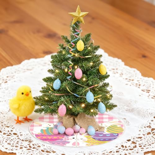 15 Inch Mini Easter Tree Skirt 4th of July Tree Skirt American Flag Day Memorial Day Double Sided Print Mat Independence Day Easter Holiday Party Home Tabletop Christmas Tree Decoration