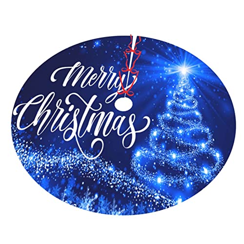 Christmas Tree Skirt Merry Christmas Blue Snow Tree 36 Inch for Xmas New Year Nightmare Before Christmas Decorations Lobby Home