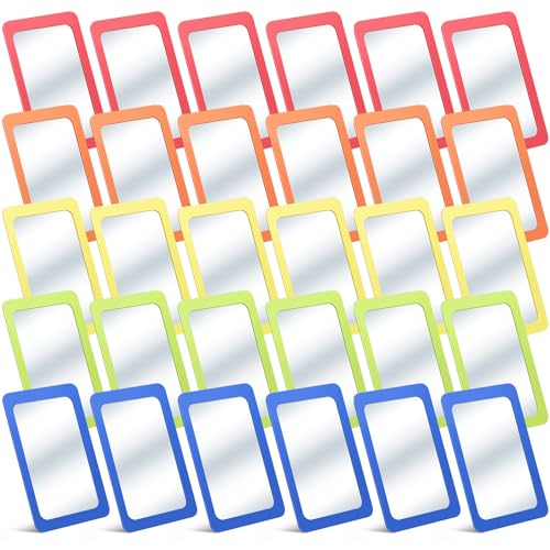 Dandat 30 Pcs Unbreakable Shatter Proof Mirror for Kids 6 x 4 Inches Small Pastel Unbroken Lock Mirrors Bulk for School DIY Crafts Nursery Montessori Daycare Classroom Speech Therapy (Warm Color)