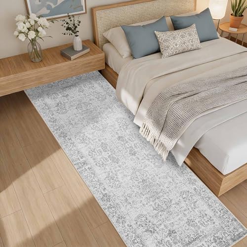 2x6 Grey Hallway Runner Rug,Non Slip Vintage Rug