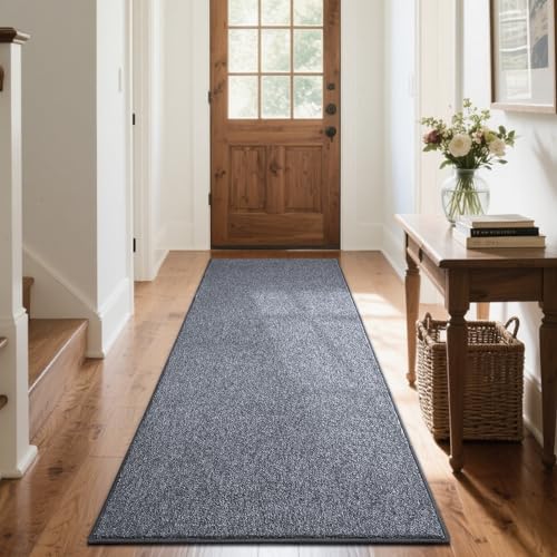 2x6 Grey Blue/White Runner Rug Non-Slip Washable for Hallway Kitchen
