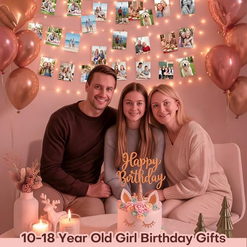 Teen Girl Gifts Trendy Stuff: Aesthetic 40Ft 120LED Hanging Picture Fairy Lights with 50 Clips - 8 Modes & Timer, Waterproof - Trendy Teenager Girl Gift for Birthday Christmas, Dorm Bedroom Wall Décor