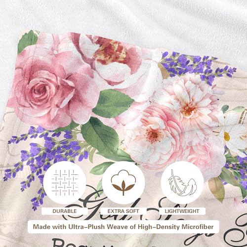 Christian Gifts for Women, Christian Blanket 60"x50", Christian Gift with Flowers, Birthday Gifts for Women, Religious Gifts for Daughter, Mom Sister, Friends Inspirational Throw Blankets