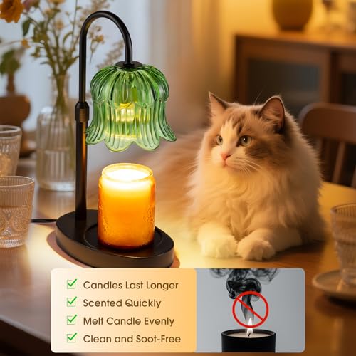 Candle Warmer Lamp Adjustable Timer Electric-Green Flower-Shaped Wax lamp
