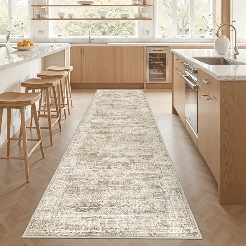 3x10 Runner Rug Non Slip,Washable Hallway Runner Rug,Brown