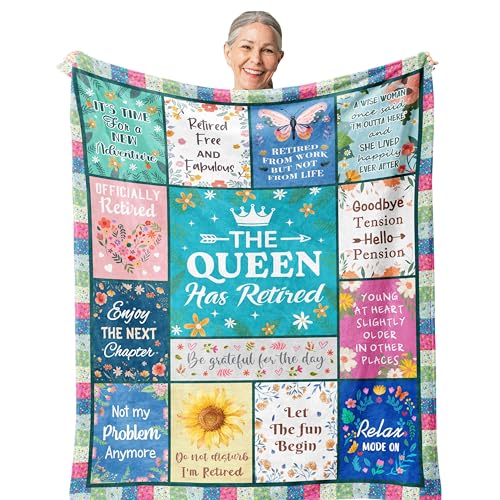 Retirement Gift for Woman, Cool Retirement Gifts Women, Retirement Party Decorations, Funny Retired Gifts for Nurse/Teacher/Coworker/Mom, Soft Blanket 60x50in