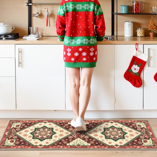 Washable Kitchen Runner Rugs Set of 3 with Non Slip Rubber Backing