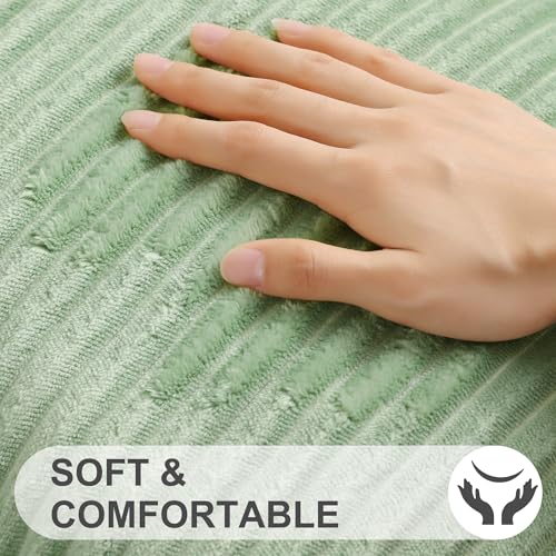 Simmore Fall Soft Sage Green Flannel Throw Pillow Covers 26X26 Set of 2