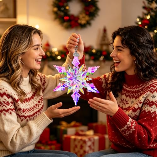 Annual Edition Christmas Ornaments 2026, Crystal Glass Snowflakes Ornaments | Sparkly Crysta Star Ornaments For Christmas Tree, Elegant Beautiful Cute Unique Christmas Ornaments Gift For Women