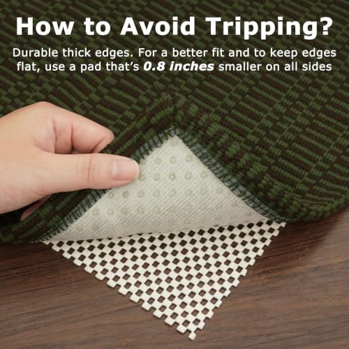KOZYFLY 2x6 Washable Non Slip Kitchen Runner Rug, Sage Green/Taupe