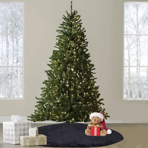 Christmas Tree Skirt 56 inch, Black Plush Christmas Tree Skirt, for Family Christmas Decoration, Christmas Party Decoration(Black,Large)