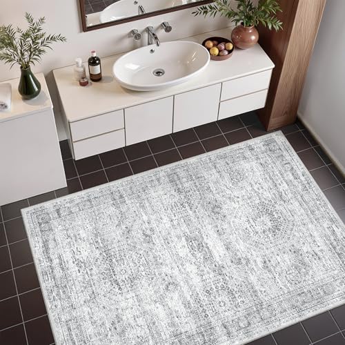 3x4 Rugs for Entryway,Washable Area Rug,Grey