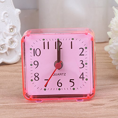 Mini Square Alarm Clock Mute Analog Non Ticking Battery Operated Clocks for Children Boys Girls Birthday Gift Attachment Natural Light Alarm Clock