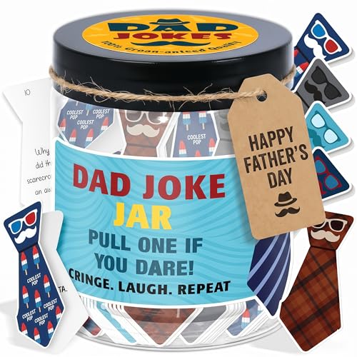 Dad Jokes Cards Jar - Fathers Day Gift, Funny Dad Gifts from Daughter, Funny Gag Gift, Fun Gag Gifts for Men,