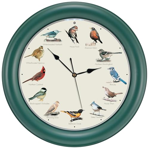 Mark Feldstein, The Original Singing Bird Clock, 10.7 Inch, Green