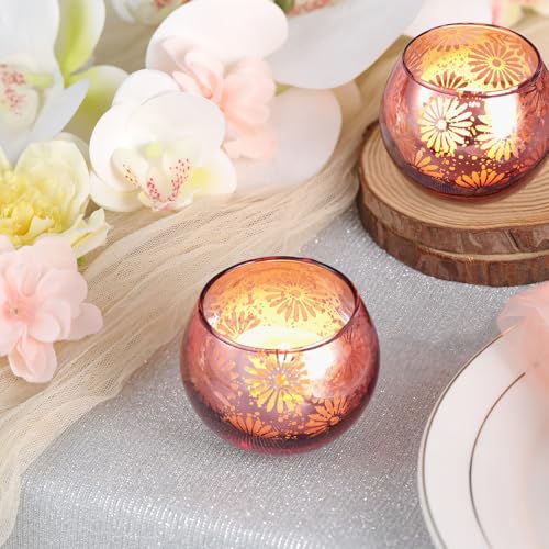 Pink Mercury Glass Votive Candle Holders Set of 12
