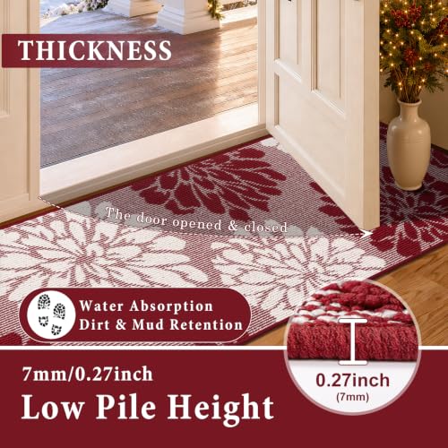 Findosom Christmas Kitchen Rugs Sets of 2, Floral Washable Kitchen Runner