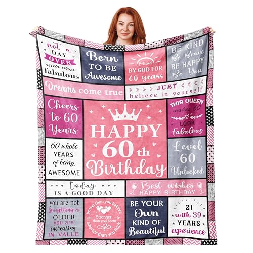60th Birthday Gifts for Women, 60th Birthday Decorations for Woman, Best Gifts for 60th Birthday, Cool 60th Birthday Gifts, 1966 Birthday Gifts Blanket 50"x60", 60 Year Old Birthday Gift Ideas