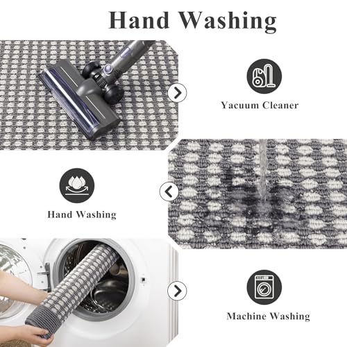 Runner Rug for Hallways 3'x14' Heavy-Duty Durable Entryway Floor Mat with Non Slip Rubber Backing Low-Pile High Traffic Carpet Machine Washable Accent Rugs for Kitchen, Living Room