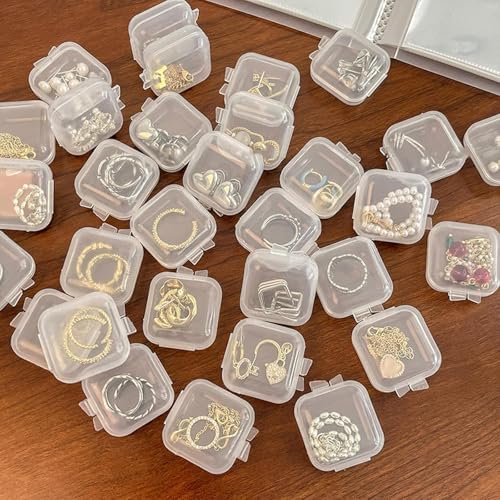 30Pcs Small Transparent Jewelry Storage Cases Travel Jewelry Organizer Boxes Organizer for Necklace Bracelet R