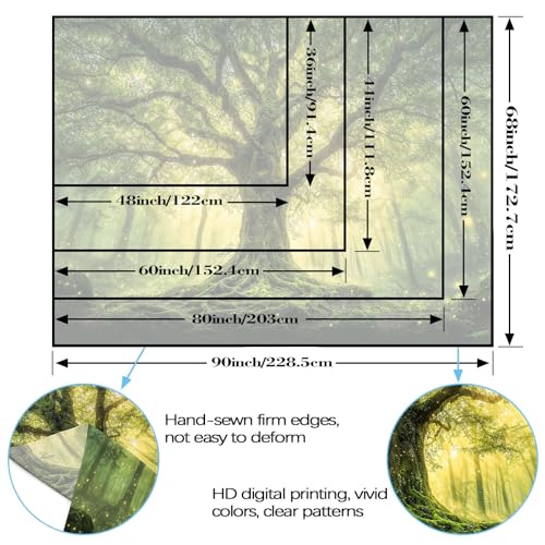 Zussun Green Tree of Life Tapestry Fantasy Fairy Forest Wall Tapestry for Bedroom Aesthetic Nature Misty Woodland Small Tapestries Wall Hanging for Dorm Living Room Decor 48 x 36 Inch