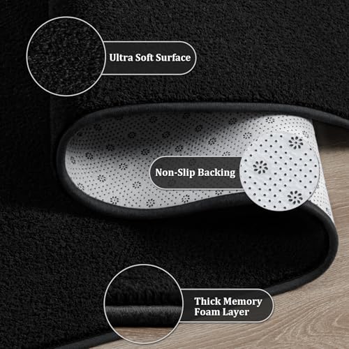 Runner Rug for Hallway, 2x8 Black Washable Non Slip Runner Rug