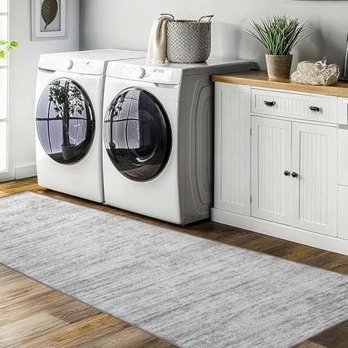 Runners for Hallways 2x8 Kitchen Runner Rugs,Modern Abstract Rug Runners for Entryway,Stain Resistant Washable Runner Rug Non-Slip 8ft Carpet Rug for Bedroom Living Laundry Room(Grey,2'x8')