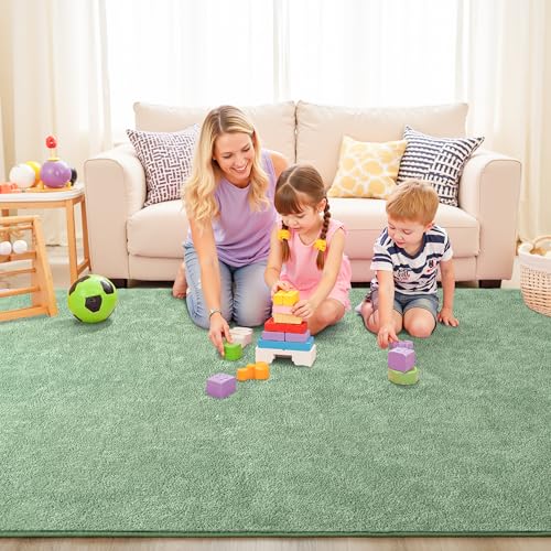 Green 4x6 Minimalist Washable Area Rugs for Bedroom Living Room