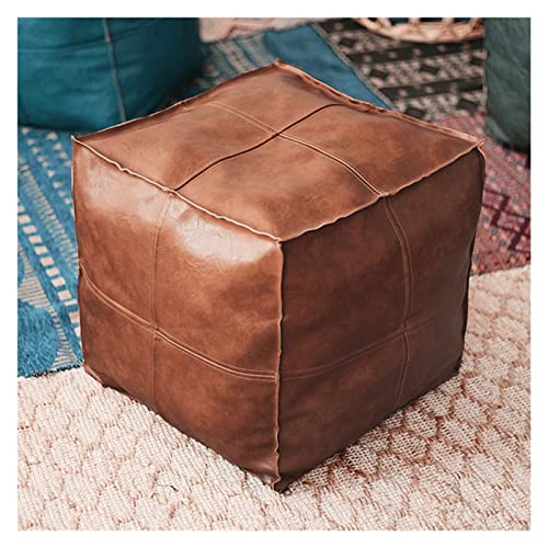 Leather Pouf Cover Sofa Footstool Unstuffed Living Room Bedroom Cushion Covers