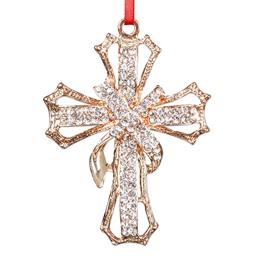 WaaHome Metal Cross Christian Christmas Ornaments - Religious Christmas Ornament Gifts for Women Girls Mom, 2026 Cross Keepsake Ornament Nativity Ornaments for Xmas Tree Decorations