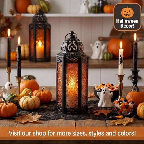 Vela Lanterns Decorative Indoor Moroccan Candle Holder, Amber, M