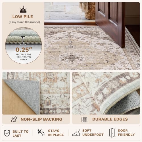 LIVELYGLOW 8x10 Washable Area Rug for Living Room, Large Carpet
