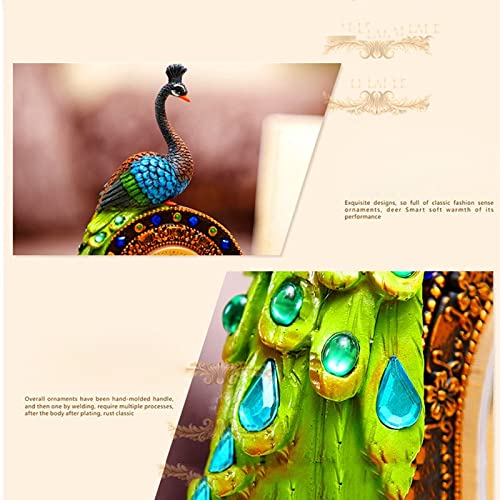 Table Clock Resin Cafts Tropical Flavor Peacock Clock Home Decor Ornament