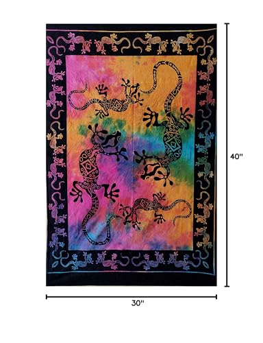 ICC Lizard Iguana Reptile Poster Hippie Decor Tapestry Wall Hanging Trippy Tie Dye Tapestries Bohemian Art psychedelic Small Hippie Rasta Living Room Hippy Tablecloth Tapestry 30x40 inches