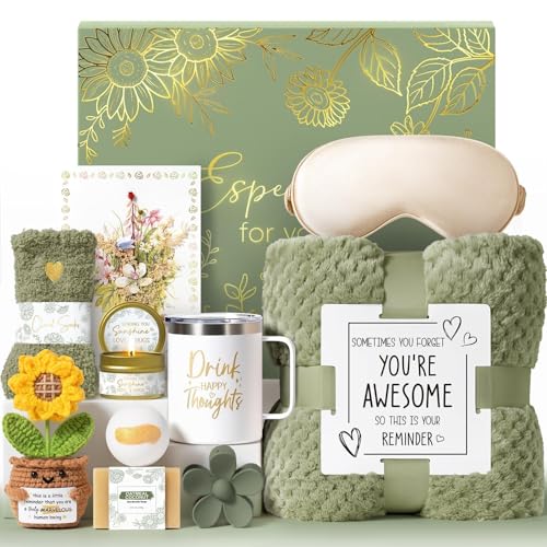 Birthday Gifts for Women Self Care Get Well Soon Gift Baskets, Spa Care Package Thinking of You Gift Set, Sympathy Inspirational Christmas Sunflower Gifts for Women Her Mom Friend Sister Wife Teacher