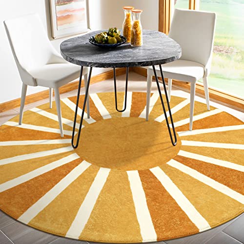 Lahome Boho Round Area Rug - 5Ft Soft Washable Round Classroom Rug