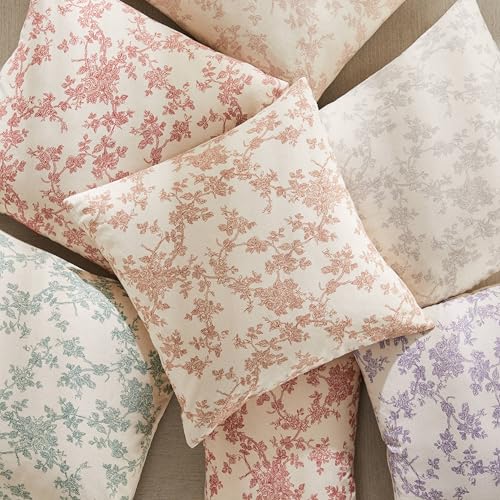 2 Pack French Floral Throw Pillow Covers 20x20in, Red/Cream