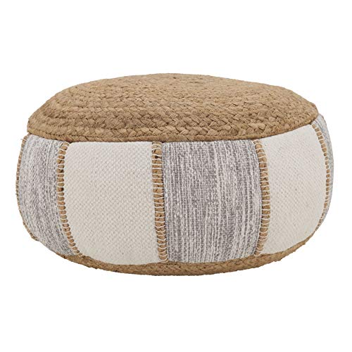 SARO LIFESTYLE Woven Jute and Cotton Pouf