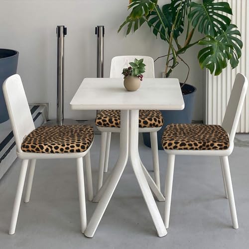 (Leopard Print) Stretch Seat Covers Set of 2 for Dining Room Chairs Elastic Chair Cushion Slipcovers for Kitchen Office