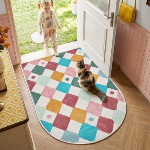 jinchan 3x5 Washable Kids Rug Colorful Study Corner Arch Chair Mat Confetti