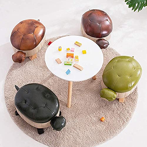Animal Footstool Turtle Upholstered Pu Leather Pouf, Shoe Changing Stool Sofa Footrest Living Room Storage Stool Footstool with Storage/Green/25 * 66 * 35