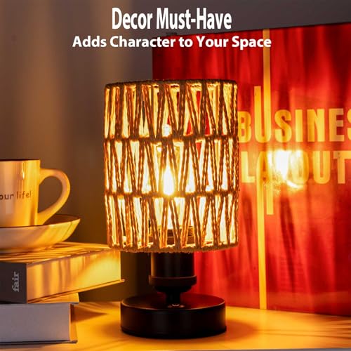 Cordless Rechargeable Outdoor Table Lamps, Battery Operated Table Lamp, Stepless Dimmable for Patio, Living Room, and Bedroom (Bulb Included) - Set of 2 (Beige)