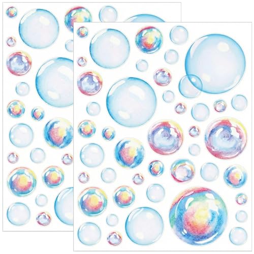 2 Sheets Bubble Stickers, Colorful Bubble Cutouts for Wall Decoration, Underwater & Mermaid Theme Party Supplies Ocean Bathroom Decor Self-Adhesive Bubbles for Birthday Parties