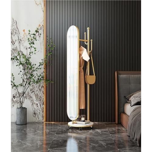 Full-Length Mirror Full-Body Floor Mirror Coat Rack Combination Bedroom Dressing Mirror Household Rotatable Movable Dressing Mirror Full Length Floor Mirror (D)
