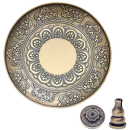 Brass Plate Incense Holder Set- 3 in 1 Incense Burner - for Smudging Bowl, Offering Bowl, Incense Burner Holder, Ash Catcher,Jewelry Dish