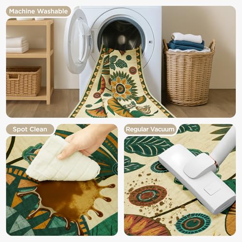 Joydeco Egypt Floral Large Washable 10x14 Area Rugs for Living Room Bedroom