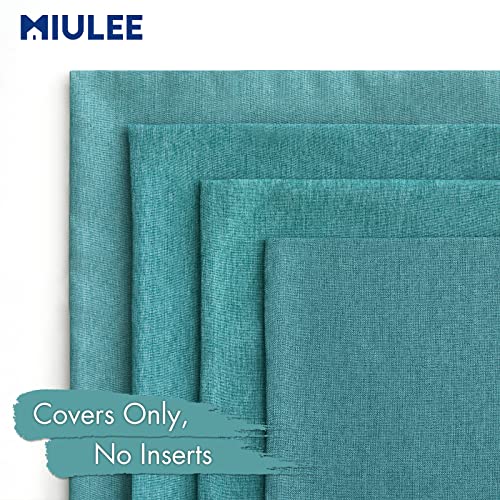 MIULEE Pack of 4 Decorative Outdoor Throw Pillow Covers Linen Waterproof Pillow Covers Summer Farmhouse Cushion Cases for Patio Garden Tent Balcony Couch Sofa 18x18 Inch Turquoise