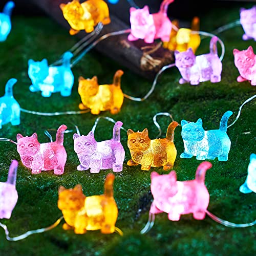 Cat Décor Cute Indoor String Light Fairy Lights Plug in Decorative Lights 10ft 30LED Battery Operated or USB for Bedroom Kids Tent Camping Christmas Tree Ornaments