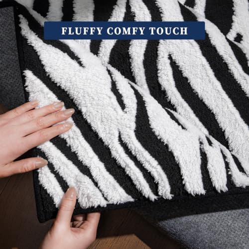 Zebra Entryway Rugs 3x5: Black and White Modern Washable Rug